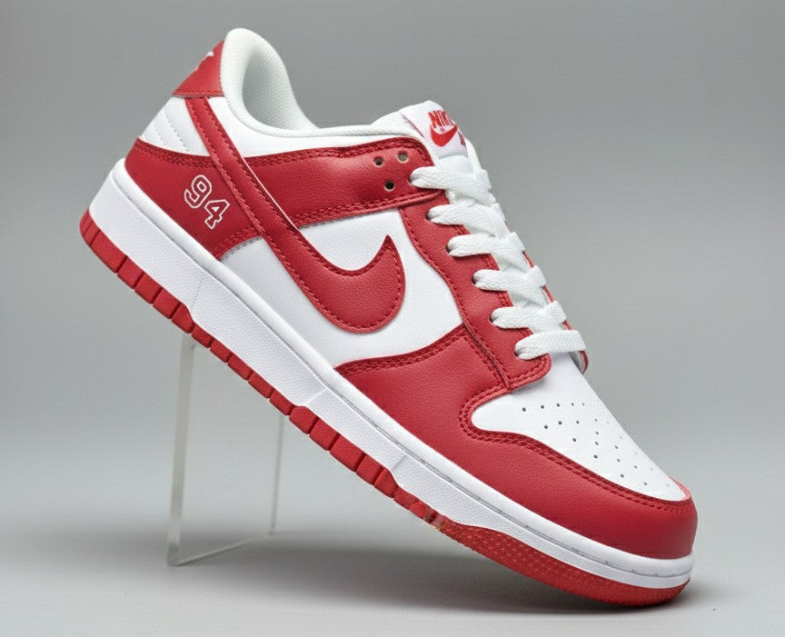 Festrozone Red & White Low-Top Sneakers for Men | Stylish Casual & Daily Wear Shoes