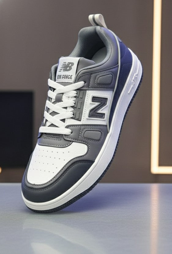 Men’s Grey & White Casual Sneakers | Comfortable Lace-Up Daily Shoes